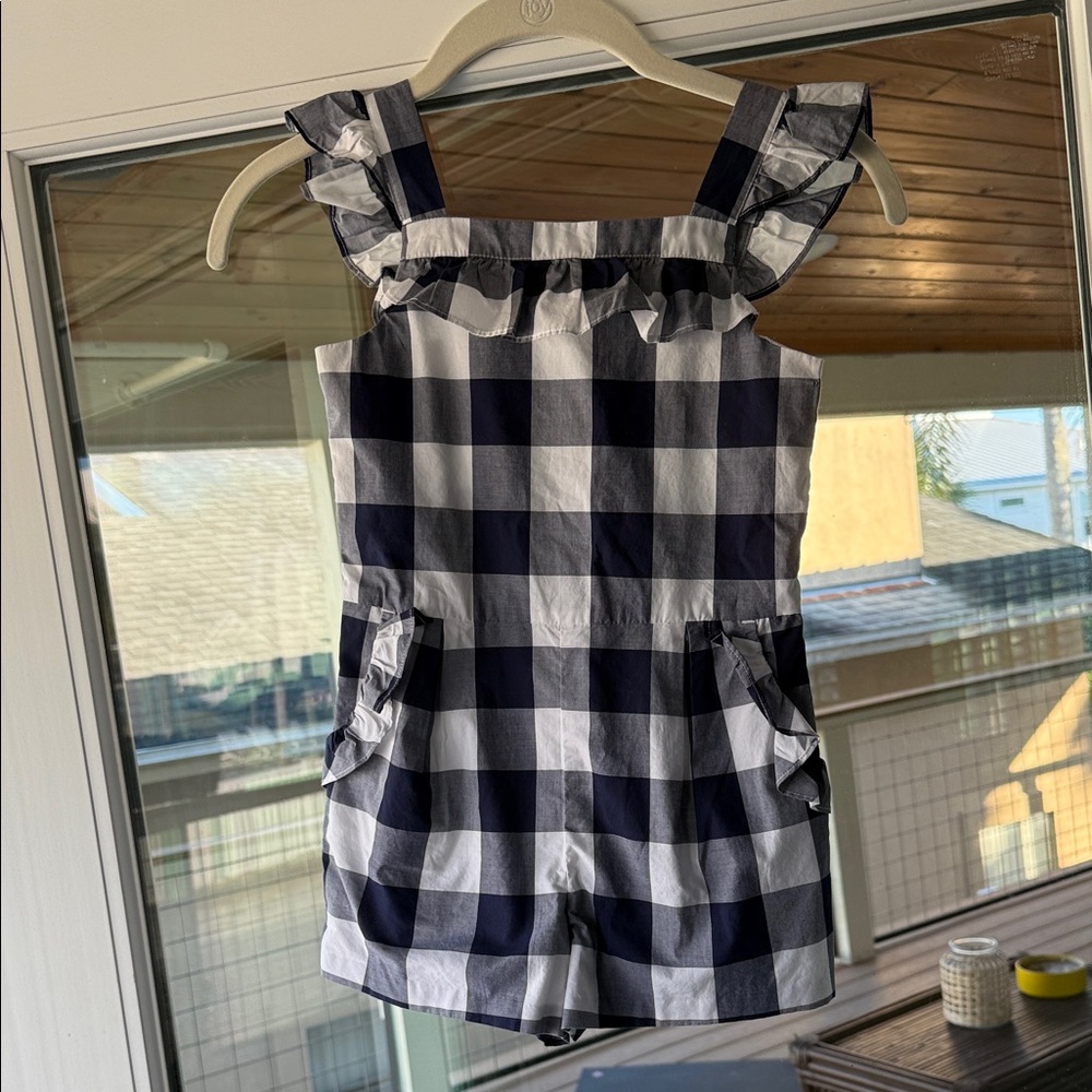 Janie and Jack Blue and White Plaid Ruffle Romper